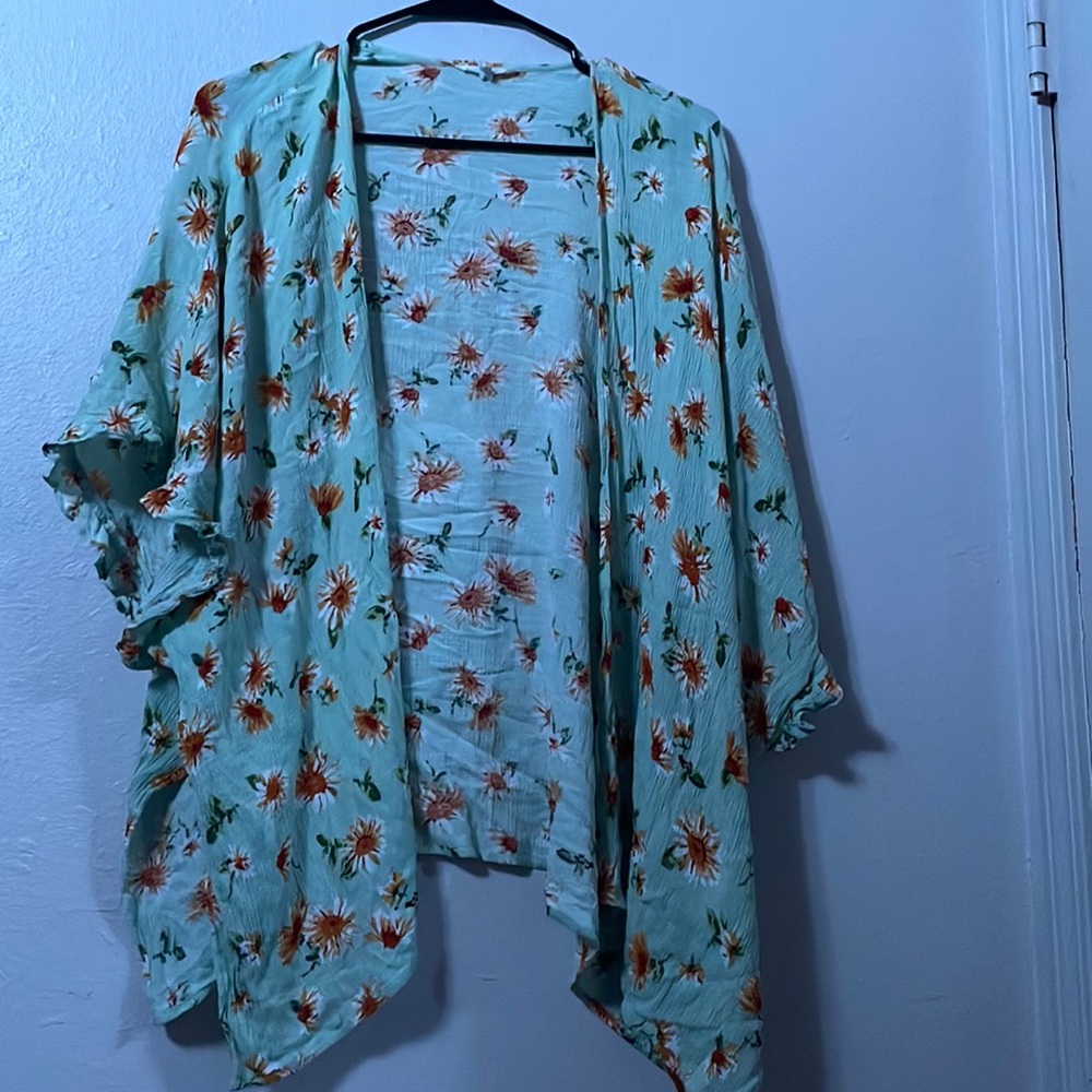 Green cover with flowers